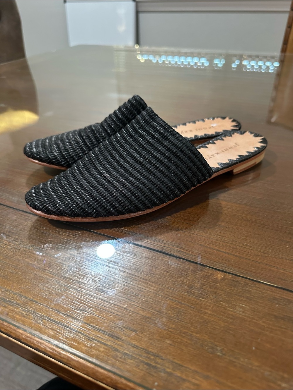 Jenni Kayne Raffia Mule Black Size 39 US 8 Made In Italy